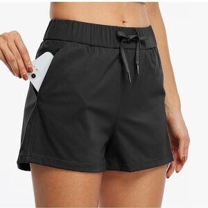 Willit Women's Black Athletic Shorts with Stretch and‎ Pockets 2.5" Size XXL